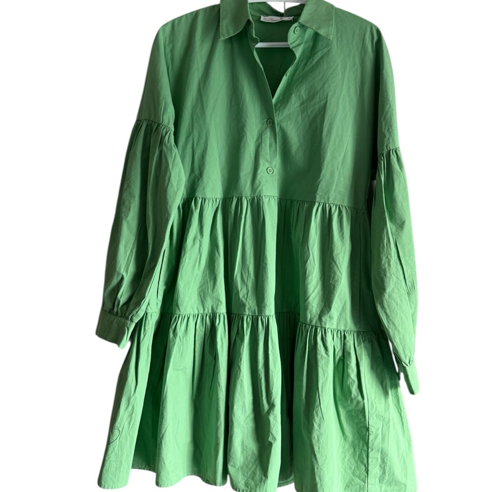 Oak + Fort pistachio Green Tiered mini Dress, Size Small, NWOTS - Picture 4 of 9